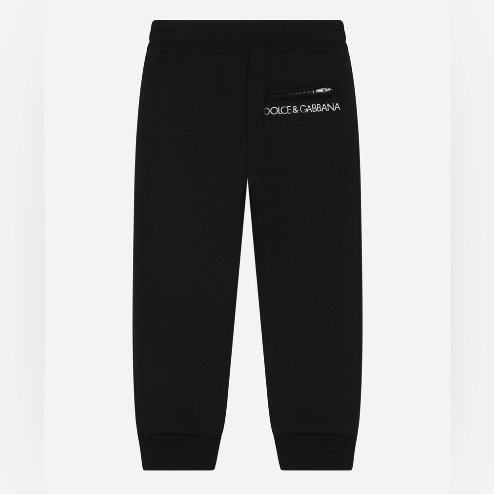 Dolce & Gabbana Jersey Jogger Black Jogging Pants with Logo Embroidery 9-10 Kids
